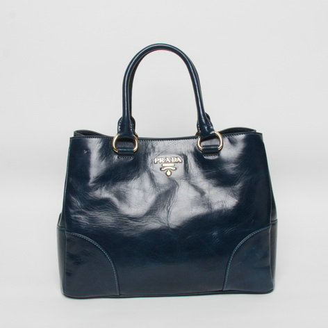 2014 Prada bright calfskin leather tote bag BN2533 royablue - Click Image to Close